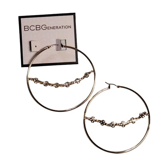BCBGeneration Gold Tone Hoop Earrings, Set of 2 - Picture 4 of 6